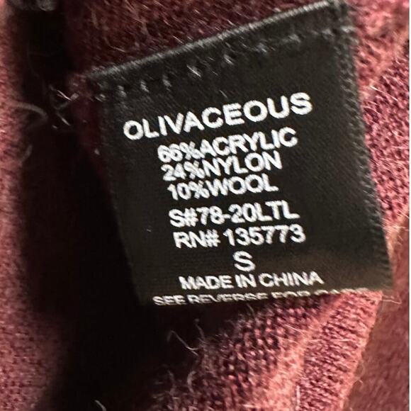 NWT Burgundy Size Small Maroon Wool Blend Long Sleeve Tie Front Sweater Casual - Picture 4 of 7